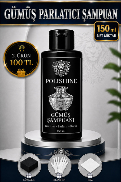 POLİSHİNE Gümüş Bileklik, Aksesuar, Takı Temizleyici ve Parlatıcı Şampuanı 150ml