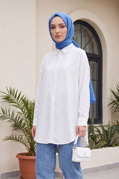 Modamorfo Buttoned Casual Viscose Shirt -White