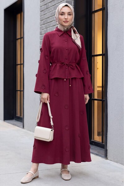 Modamorfo Floral Sleeves and Skirt, Lace-Up Waist Shirt and Skirt Two-Piece M...