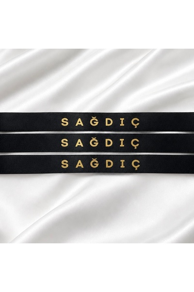 EvremStore Siyah Üzeri Gold Sağdıç Kurdelesi 3 Adet