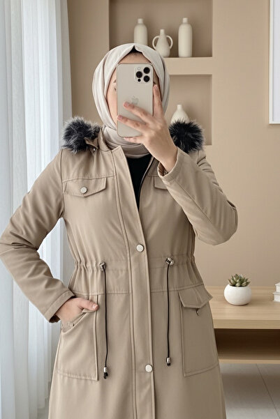 Modamorfo Bondit Short Coat with Hooded Lace-Up - Stone
