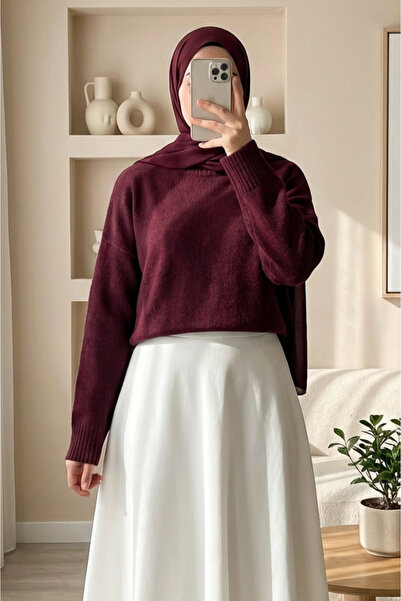 Modamorfo Half-Throat Casual Knitwear Sweater -Burgundy