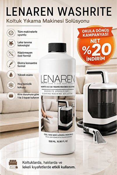 Lenaren Washrite Halı ve Koltuk Yıkama Makinesi Şampuanı 500 ml Konsantre Lek...