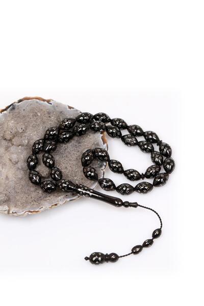 Taş Sandığı Silver Embroidered Skittle Rosary 8*12 mm