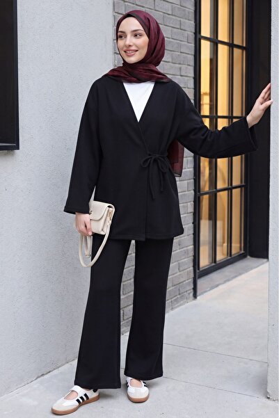 Modamorfo Cross-Tied Thessaloniki Kimono Set - Black