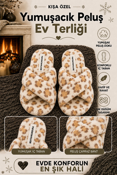 Behtah Kundura Fluffy Cross Model Women's House Slippers Girls House Slippers...