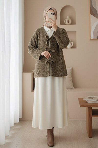 Modamorfo Tie-Front Frayed Cashmere Jacket - Light Brown