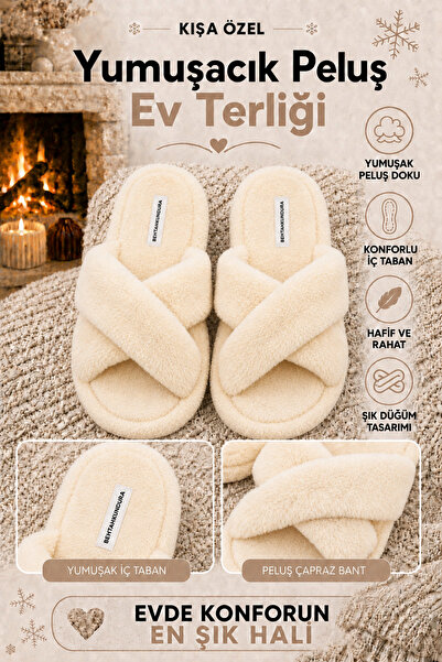 Behtah Kundura Fluffy Cross Model Women's House Slippers Girls House Slippers...
