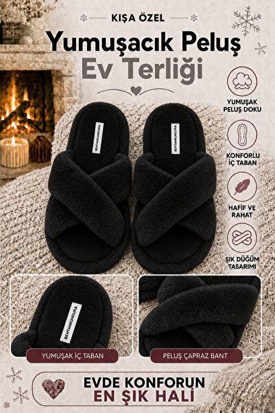 Behtah Kundura Fluffy Cross Model Women's House Slippers Girls House Slippers...
