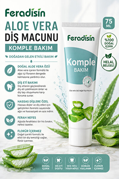 Feradisin Doğal Aloevera Özlü Florürsüz Beyazlatıcı Ve Koruyucu Diş Macunu 90...