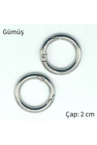Oxford İplik Metal Spring Bag Ring 1 Pair 2 cm - Silver