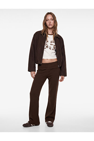 Koton Soft Textured High-Waisted Spanish Flare Knitwear Pants