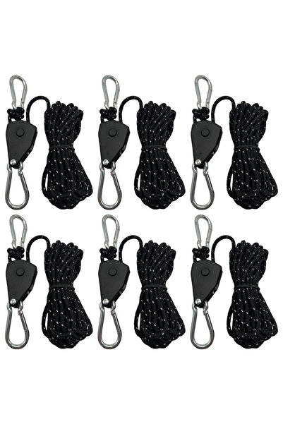 Choice 6pcs black 6Pcs 4mm Camping Tent Tie Down Rope Tightener Fastening Win...