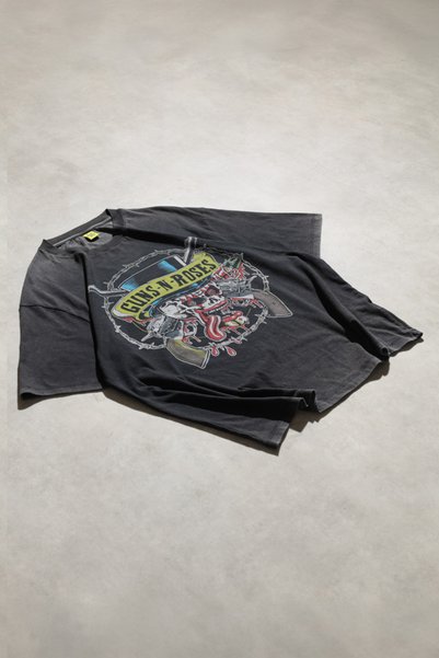 Overdrive Tricou unisex negru cu mânecă scurtă, supradimensionat, cu imprimeu Guns N' Roses Appetite for Destruction, Acid Washed