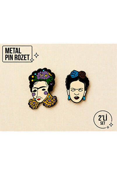 DREAMIOGIFTANDBOX 2’li Set Frida Kahlo Couple Çift Rozet Seti Metal Pin Broş ...