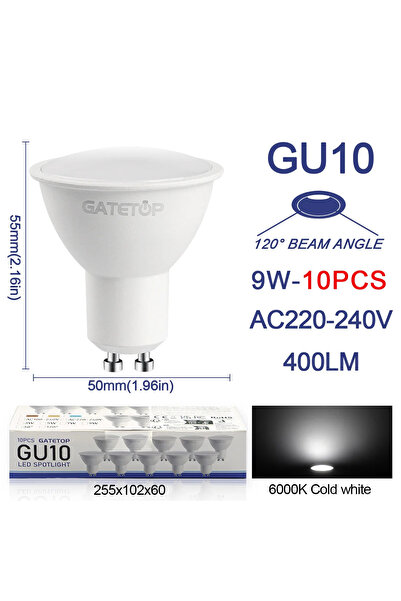 Choice 9w AC 220-240V 120degree 6000K 10 Pack Focos Gu10 Spotlight Lampara 22...