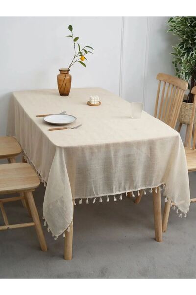 Choice 100x140cm beige Linen Table Cloth for Rectangle Tables, Washable Frenc...
