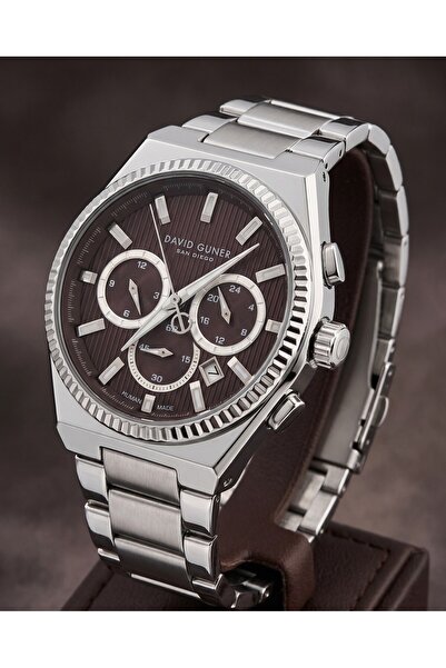 DAVID GUNER San Diego Men's Wristwatch 45mm Brown Dial Multifunction Steel