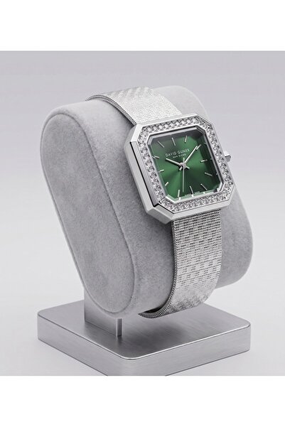 DAVID GUNER San Diego 25X25Mm Square Case Women's Watch with Emerald Green Di...
