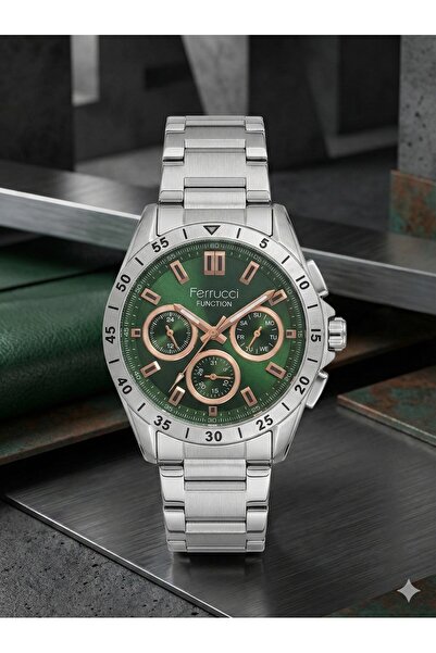 Ferrucci Function Men's Wristwatch 43 mm Steel Green Dial