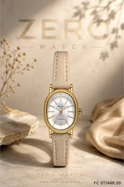 Ferrucci Beige Leather Cord Beige Color Gold Case Waterproof Women's Wristwat...