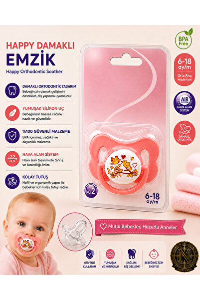 Generic Brand Happy Damaklı Orthodontic Pacifier No:2 6-18 Months Bpa Free Si...