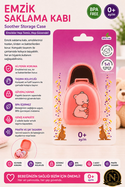 Generic Brand Pacifier Storage Container Bpa-Free 2 Pacifier Capacity Hygieni...