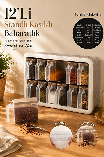Porsima Simple 1167 Random 12'li Standlı,Yapışkanlı,Kaşıklı,Kapaklı Baharatlı...