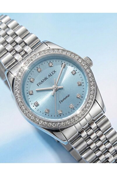 Frank Alex Femme Stone Women's Wristwatch Blue Dial Steel 31-34 mm Quartz