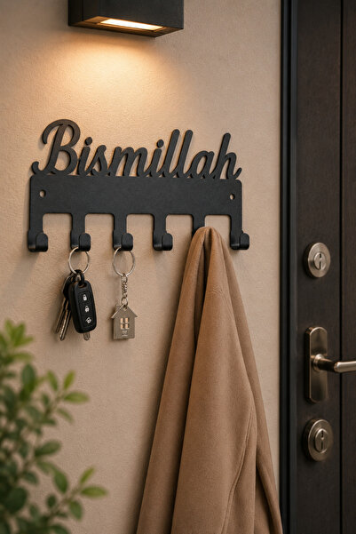 VENON SİYAH METAL ANAHTARLIK TÜRKÇE Bismillah Yazılı Metal Anahtarlık Askılığ...