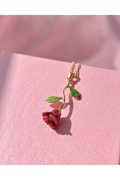 AŞIK ACCESSORIES Rose Steel Necklace-Beauty and the Beast Inspired