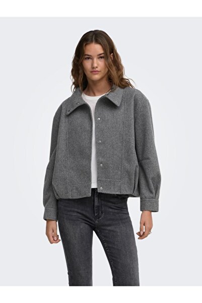 ONLY Κοντό παλτό bomber γυναικείο 15384778 "Lasta" dark gray melange