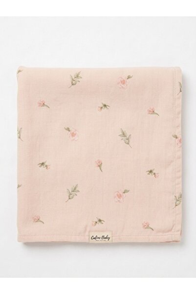 Caline Baby 2 Layer Digital Floral Print Muslin Pink - 120*120 cm