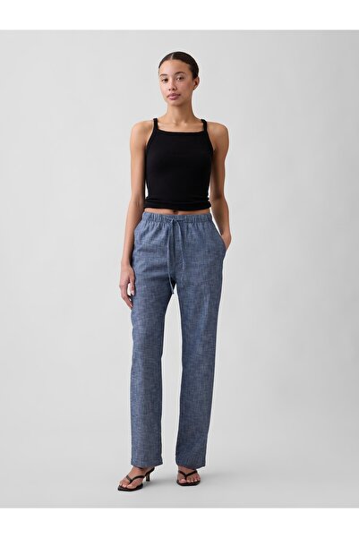 GAP Kadın Mavi Mid Rise Kolay Twill Pantolon