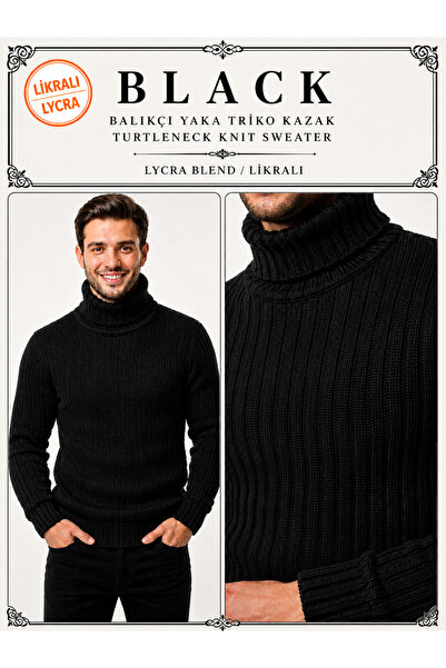 EMKA GİYİM Pánský pletený svetr Slim Fit s rolákem