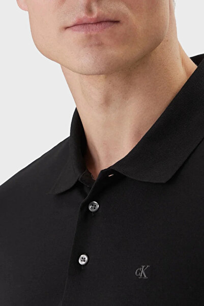 Calvin Klein Erkek Regular Fit Logo Baskılı Kısa Kollu Pamuklu Siyah Polo Yaka T-Shirt