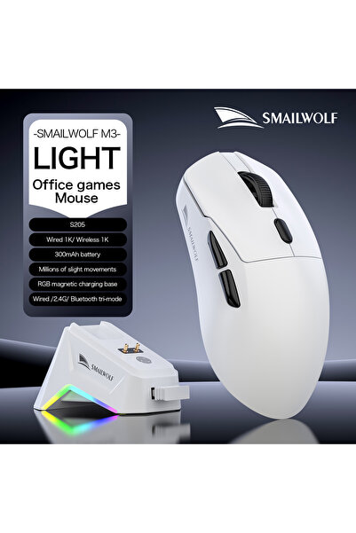 Choice11 ماوس SMAILWOLF M3 PRO اللاسلكي بتقنية بلوتوث بثلاثة أوضاع، لون أبيض ...