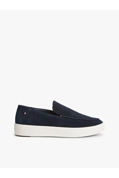 Tommy Hilfiger Men's Brand Logoed Navy Blue Loafer Shoes Suitable for Daily Use
