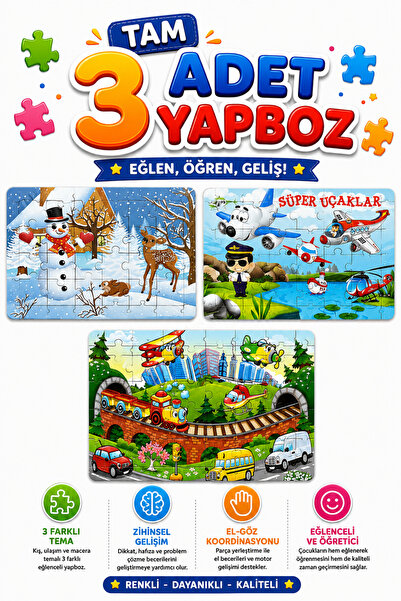 GÖNÜL YAYINCILIK 20X30Cm Painted Puzzle Set of 3 - 3 Different Puzzles