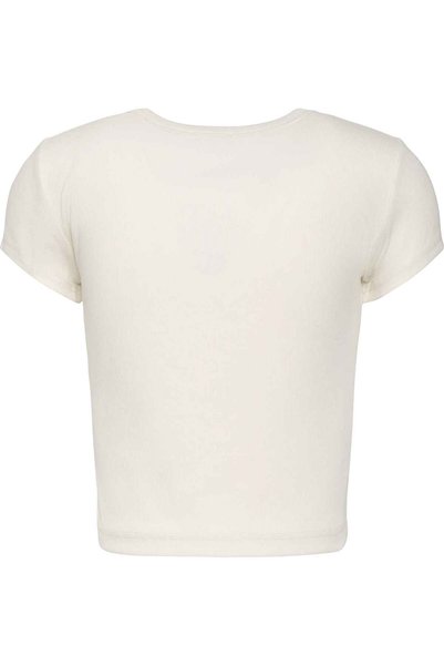 Calvin Klein A- Woven Label 2X2 Rib Baby Tee Kadın Bisiklet Yaka T-Shirt Beyaz