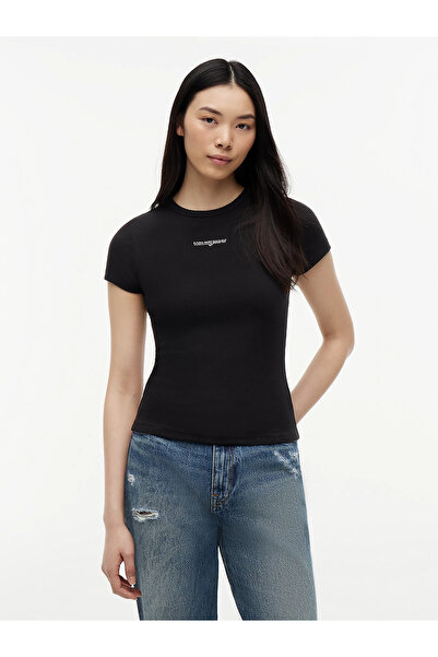 Tommy Hilfiger Women's Black T-Shirt with Brand Logo, Suitable for Daily Use