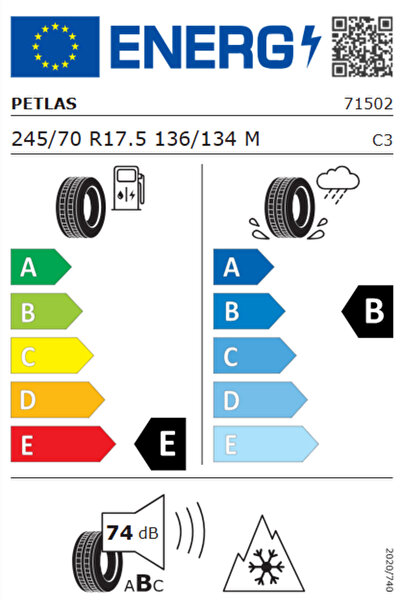 Petlas 245/70 R17.5 136/134M RZ300 Kış Lastiği 2025