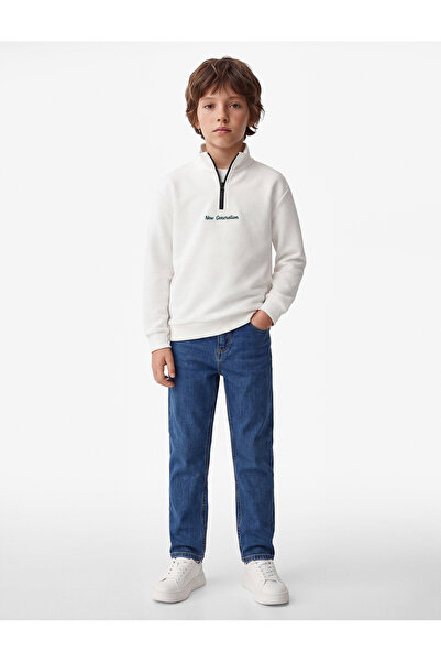 Koton Printed Detail Half Zipper Detailed Long Sleeve High Neck School Sweats...
