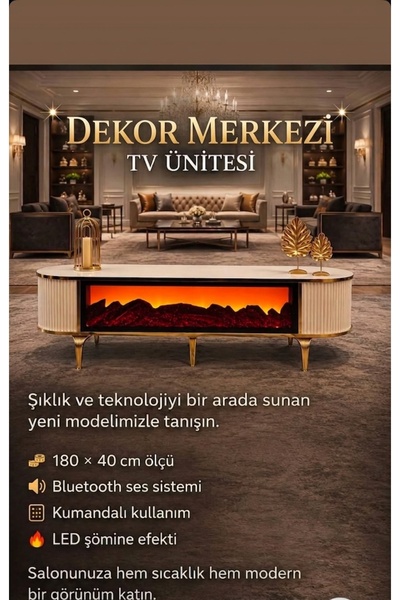 Genel Markalar Şömineli tv sehpası
