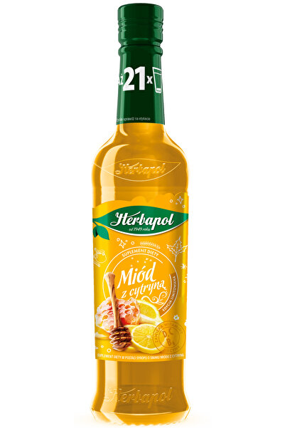 Herbapol Sirop dietetic cu miere, lamaie, 420 ml, 21 portii,