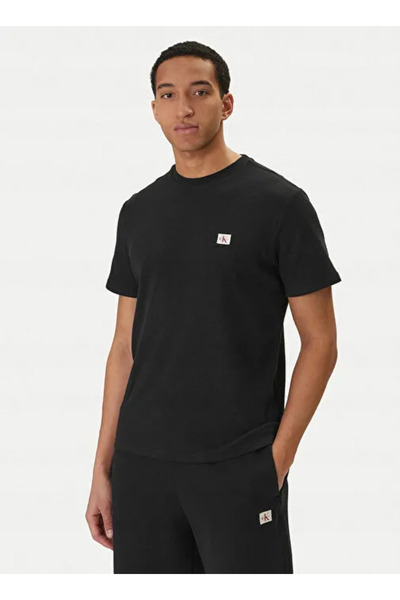 Calvin Klein Ss Waffle Badge Crewnk Tee Men's Crew Neck T-Shirt Black