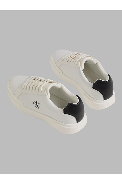Calvin Klein Chunky Cupsole Bağcıklı Deri Kadın Beyaz Sneaker YW0YW01947-06X