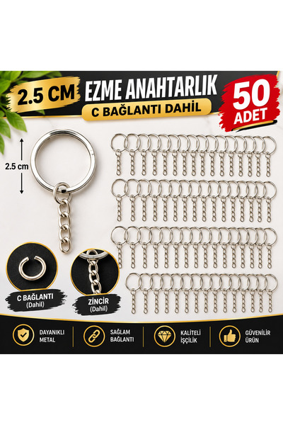 KREATİF HEDİYELİK 50 Pieces of Chain Creative Gift - 2.5 cm Crushed Keychain ...