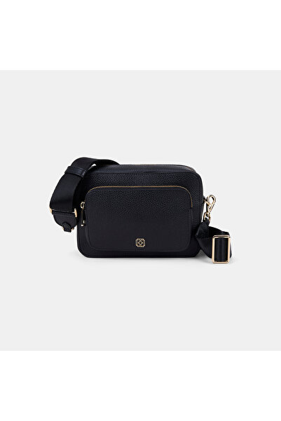 Desa Women's Black Double-Eye Leather Messenger Bag