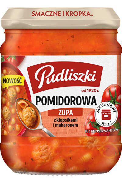 Pudliszki Supa de rosii cu chiftelute si paste 450g